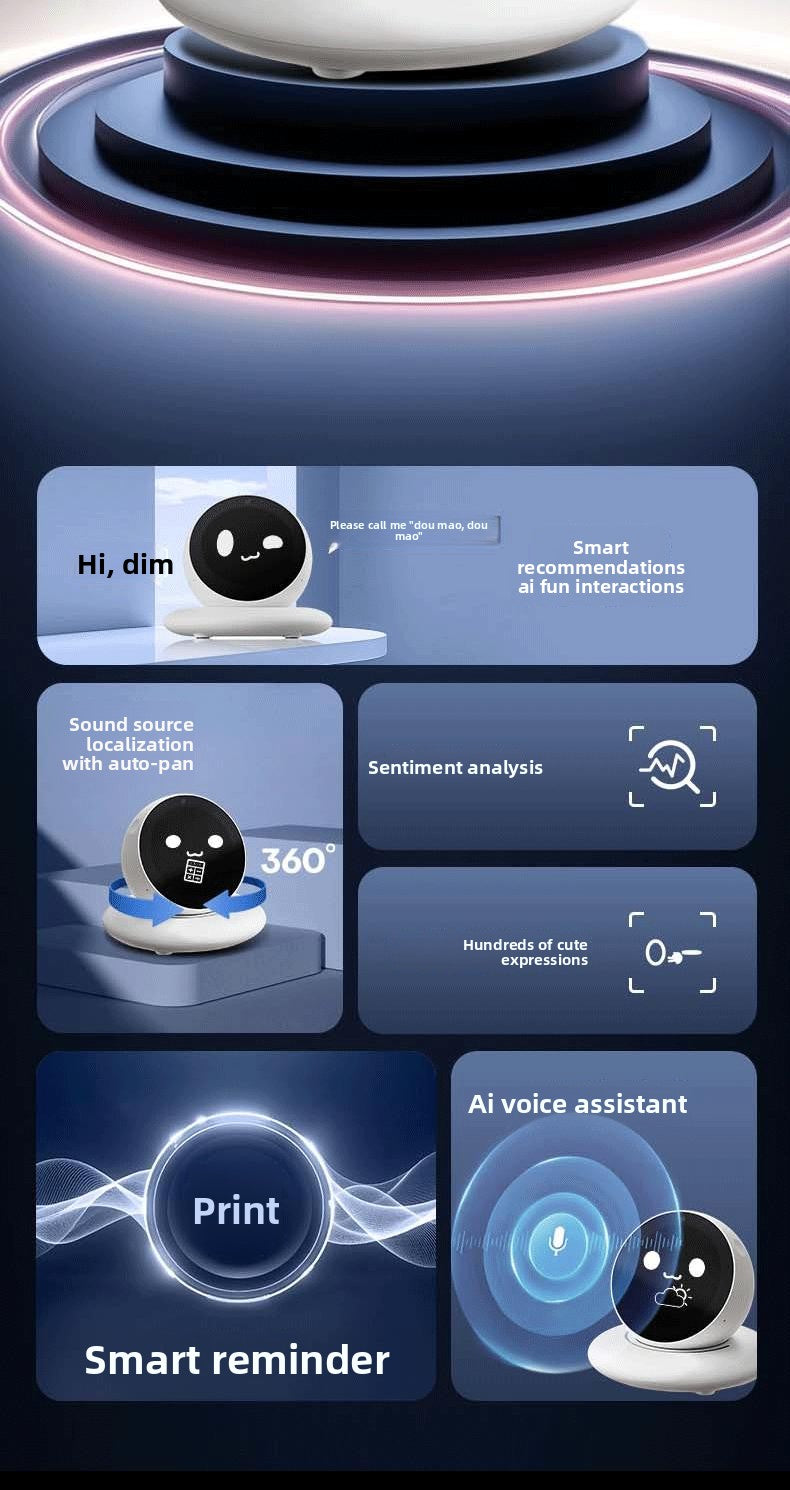 Factory OEM DiMi Desktop AI Robot Car Assistant 4G/WiFi Desktop Companion Emotional Exchange Partner Growing Robot 100+ Emojis