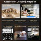 Magic S1 Indoor Security Robot Camera 1080P Portable Pet Camera with App Control Two-Way Audio, Night Vision, Automatic Charging