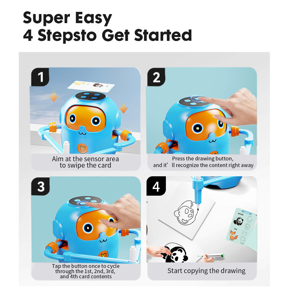 Drawing Robot Interactive Educational Drawing Robot, Magic Painting Robot Toy for Girls and Boys