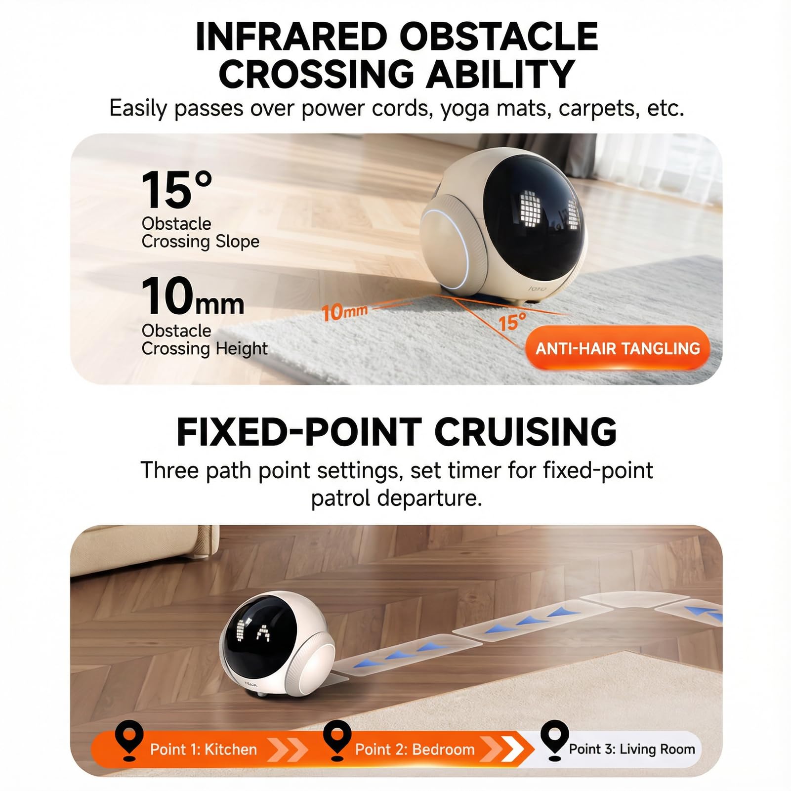 Magic S1 Indoor Security Robot Camera 1080P Portable Pet Camera with App Control Two-Way Audio, Night Vision, Automatic Charging